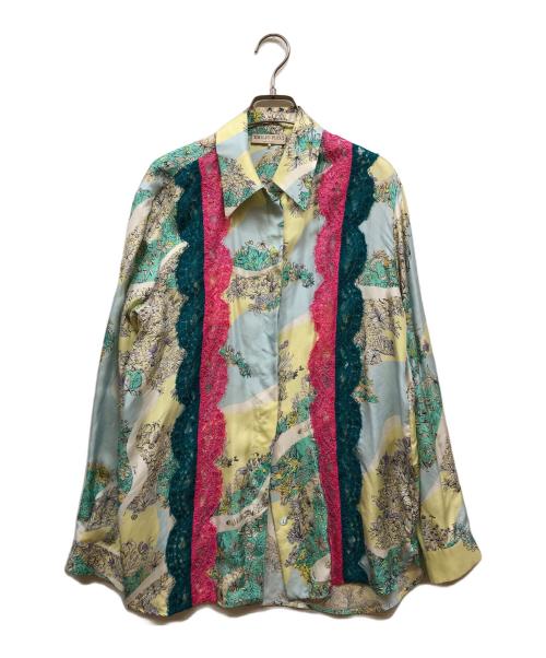 Emilio Pucci（エミリオ プッチ）Emilio Pucci (エミリオ プッチ) レーストリム 総柄シルクシャツ マルチカラー サイズ:Ⅼの古着・服飾アイテム