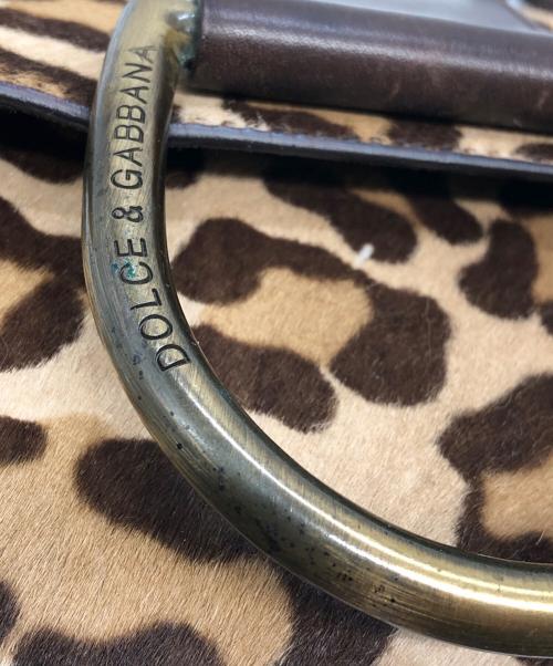 DOLCE & GABBANA（ドルチェ＆ガッバーナ）DOLCE & GABBANA (ドルチェ＆ガッバーナ) レオパード ハラコハンドバッグ ブラウンの古着・服飾アイテム