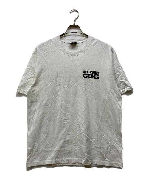 stussy（ステューシー）stussy (ステューシー) CDG (シーディージー) コラボＴシャツ ホワイト サイズ:Lの古着・服飾アイテム