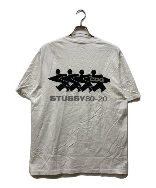 stussy（ステューシー）stussy (ステューシー) CDG (シーディージー) コラボＴシャツ ホワイト サイズ:Lの古着・服飾アイテム