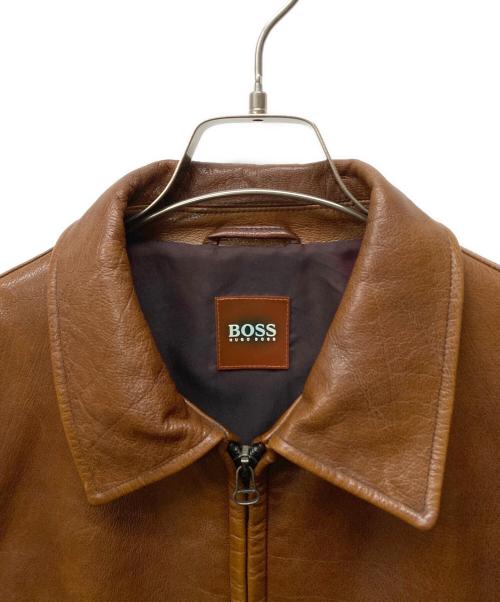 BOSS HUGO BOSS（ボス ヒューゴボス）BOSS HUGO BOSS (ボス ヒューゴボス) JEROME レザースポーツジャケット ブラウン サイズ:50の古着・服飾アイテム