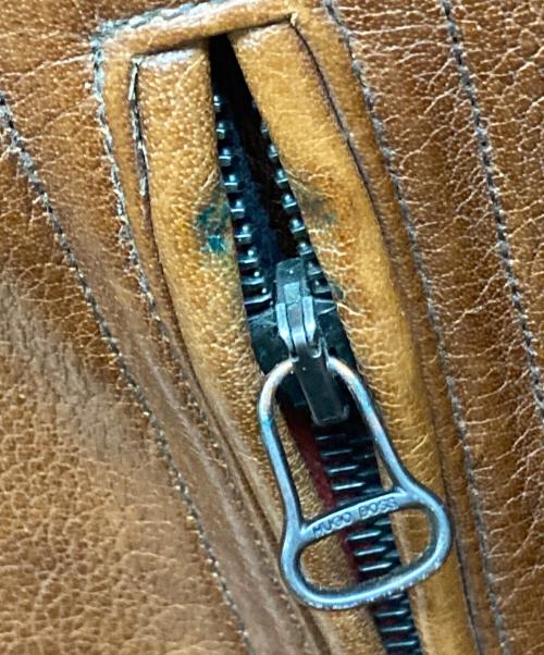 BOSS HUGO BOSS（ボス ヒューゴボス）BOSS HUGO BOSS (ボス ヒューゴボス) JEROME レザースポーツジャケット ブラウン サイズ:50の古着・服飾アイテム