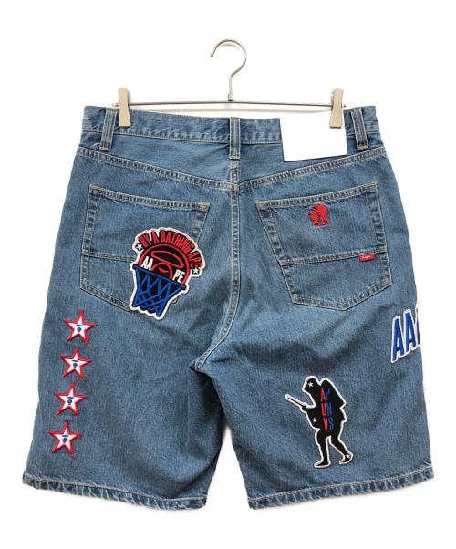 Aape BY A BATHING APE（エーエイプ バイ アベイシングエイプ）Aape BY A BATHING APE (エーエイプ バイ アベイシングエイプ) LOOSE ワッペンカスタムデニムショーツ インディゴ サイズ:W34の古着・服飾アイテム