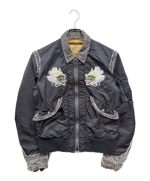 AVIREX（アヴィレックス）AVIREX (アヴィレックス) デニム切替フライトジャケット ブラック サイズ:Mの古着・服飾アイテム