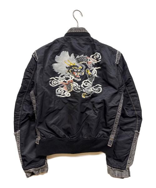 AVIREX（アヴィレックス）AVIREX (アヴィレックス) デニム切替フライトジャケット ブラック サイズ:Mの古着・服飾アイテム