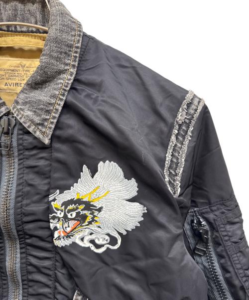 AVIREX（アヴィレックス）AVIREX (アヴィレックス) デニム切替フライトジャケット ブラック サイズ:Mの古着・服飾アイテム