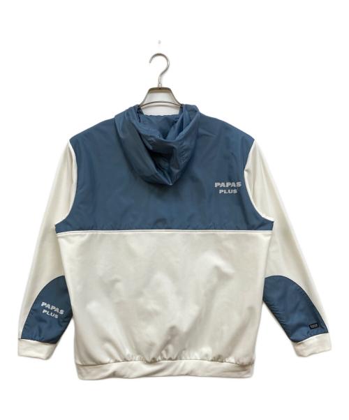 PAPAS PLUS GOLF（パパスプラスゴルフ）PAPAS PLUS GOLF (パパスプラスゴルフ) アノラックパーカー ホワイト×スカイブルー サイズ:LLの古着・服飾アイテム