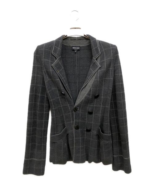 GIORGIO ARMANI（ジョルジョアルマーニ）GIORGIO ARMANI (ジョルジョアルマーニ) ニットテーラードジャケット グレー サイズ:SIZE 38の古着・服飾アイテム