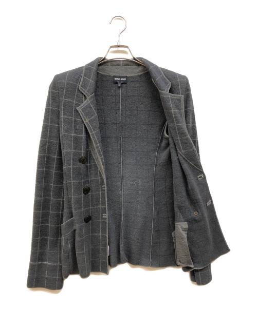 GIORGIO ARMANI（ジョルジョアルマーニ）GIORGIO ARMANI (ジョルジョアルマーニ) ニットテーラードジャケット グレー サイズ:SIZE 38の古着・服飾アイテム