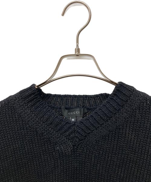 GUCCI（グッチ）GUCCI (グッチ) ローゲージVネックニット ブラック サイズ:Mの古着・服飾アイテム