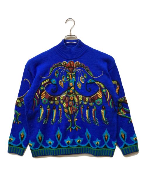 ficce YOSHIYUKI KONISH（フィッチェ ヨシユキ コニシ）ficce YOSHIYUKI KONISH (フィッチェ ヨシユキ コニシ) HAND KNIT クジャクニット ブルー サイズ:記載なしの古着・服飾アイテム