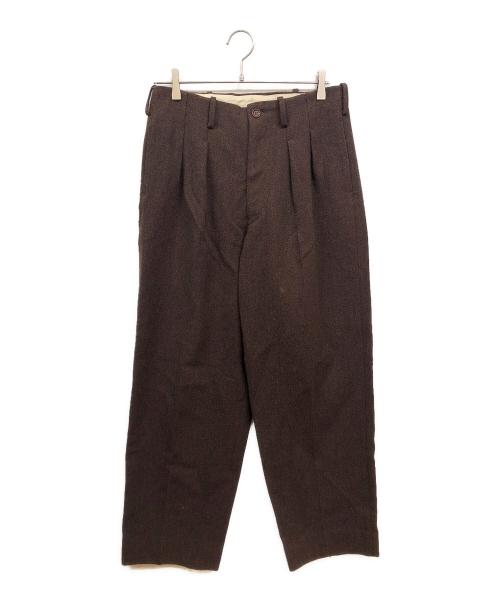 Gorsch（ゴーシュ）Gorsch (ゴーシュ) HERRINGBONE TWO TUCK TROUSERSヘリンボーンツータックトラウザー ブラウン サイズ:82の古着・服飾アイテム