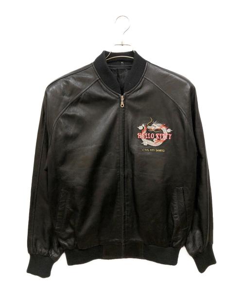 HELLO KITTY（ハローキティ）HELLO KITTY (ハローキティ) 刺繍レザージャケット ブラック サイズ:XLの古着・服飾アイテム