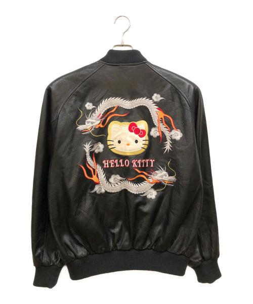 HELLO KITTY（ハローキティ）HELLO KITTY (ハローキティ) 刺繍レザージャケット ブラック サイズ:XLの古着・服飾アイテム