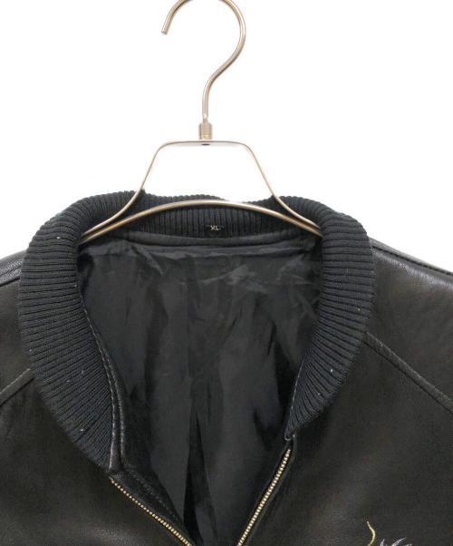 HELLO KITTY（ハローキティ）HELLO KITTY (ハローキティ) 刺繍レザージャケット ブラック サイズ:XLの古着・服飾アイテム