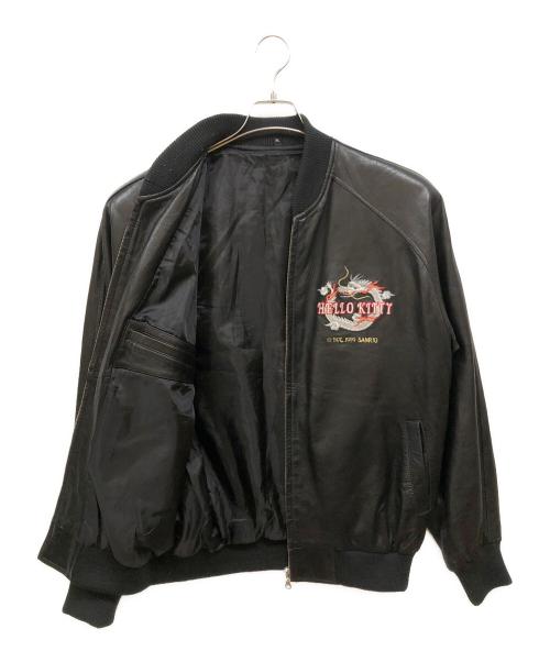 HELLO KITTY（ハローキティ）HELLO KITTY (ハローキティ) 刺繍レザージャケット ブラック サイズ:XLの古着・服飾アイテム