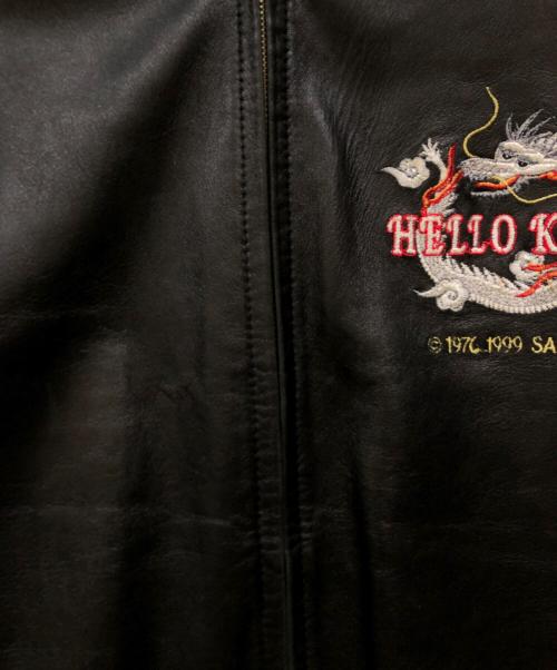 HELLO KITTY（ハローキティ）HELLO KITTY (ハローキティ) 刺繍レザージャケット ブラック サイズ:XLの古着・服飾アイテム