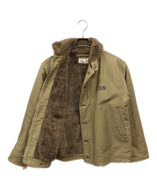 HOUSTON（ヒューストン）HOUSTON (ヒューストン) デッキジャケット カーキ サイズ:36の古着・服飾アイテム