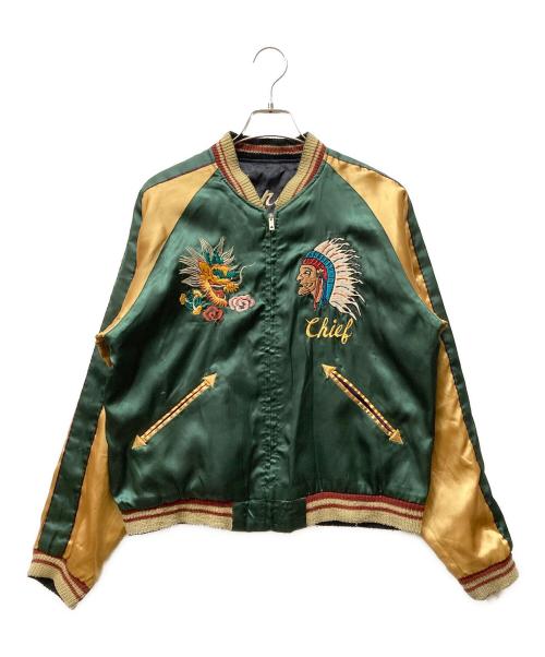 TAILOR東洋（テーラートウヨウ）tailor東洋 (テーラートウヨウ) 舞妓×CHIEFリバーシブルサテンスカジャン グリーン サイズ:Mの古着・服飾アイテム