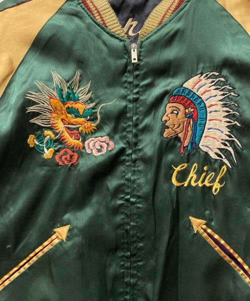 TAILOR東洋（テーラートウヨウ）tailor東洋 (テーラートウヨウ) 舞妓×CHIEFリバーシブルサテンスカジャン グリーン サイズ:Mの古着・服飾アイテム