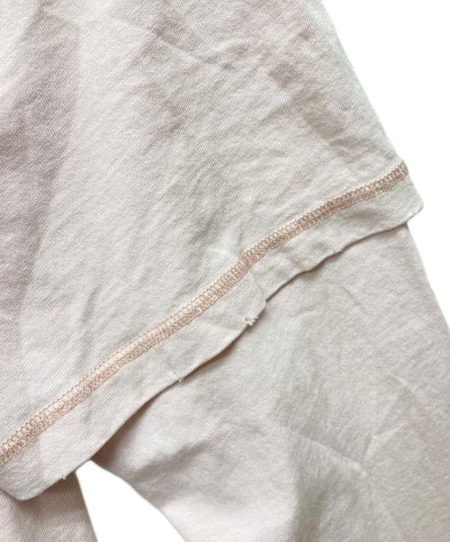 AMI PARIS（アミ パリス）AMI PARIS (アミ パリス) ハートロゴ刺繍ダメージ加工レイヤードカットソー ピンク サイズ:記載無し（実寸サイズをご確認ください）の古着・服飾アイテム