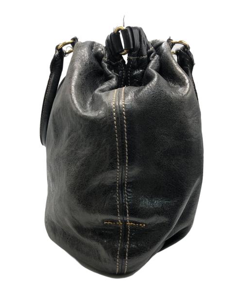 MIU MIU（ミュウミュウ）MIU MIU (ミュウミュウ) シャーリングレザートートバッグ ブラックの古着・服飾アイテム