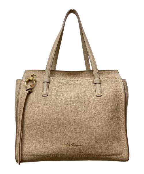 Salvatore Ferragamo（サルヴァトーレ フェラガモ）Salvatore Ferragamo (サルヴァトーレ フェラガモ) ガンチーニエイミートートバッグ ベージュの古着・服飾アイテム