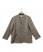 MARKAマーカ）の古着「LAPELLESS SHIRT JACKET WOOL MOHAIR TROPICALラペレス シャツ ジャケット ウール モヘア トロピカル」｜カーキ