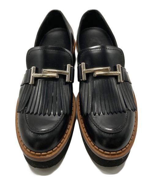 TOD'S（トッズ）TOD'S (トッズ) ダブルTタッセルローファー ブラック サイズ:36 1/2の古着・服飾アイテム