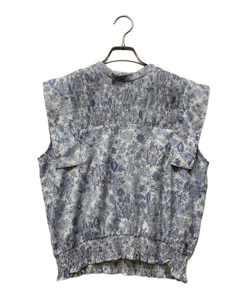 CLANE（クラネ）CLANE (クラネ) CHINTZ FLOWER SQUARE SLEEVE TOPS ブルー サイズ:２の古着・服飾アイテム
