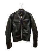 VANSONバンソン）の古着「コメット シングルライダースジャケット」｜ブラック