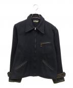 WAREHOUSEウエアハウス）の古着「ホースハイドレザー切替 スポーツジャケット」｜ネイビー