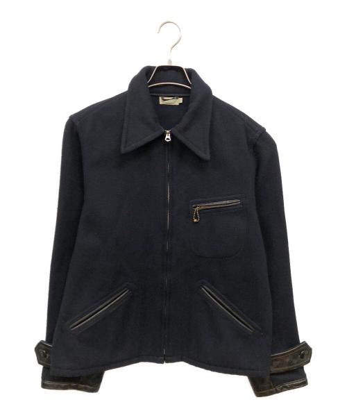 WAREHOUSE（ウエアハウス）WAREHOUSE (ウエアハウス) ホースハイドレザー切替 スポーツジャケット ネイビー サイズ:38の古着・服飾アイテム