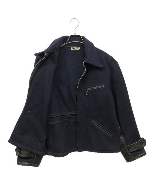 WAREHOUSE（ウエアハウス）WAREHOUSE (ウエアハウス) ホースハイドレザー切替 スポーツジャケット ネイビー サイズ:38の古着・服飾アイテム