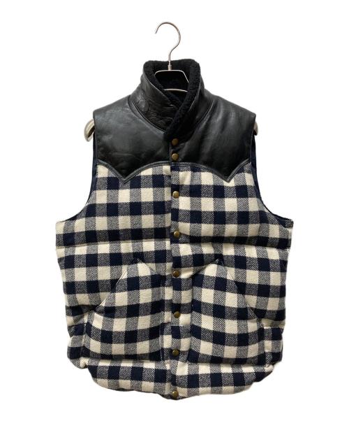 RockyMountainFeatherBed（ロッキーマウンテンフェザーベッド）RockyMountainFeatherBed (ロッキーマウンテンフェザーベッド) WACKO MARIA (ワコマリア) チェック柄ダウンベスト ネイビー×ブラック サイズ:38の古着・服飾アイテム
