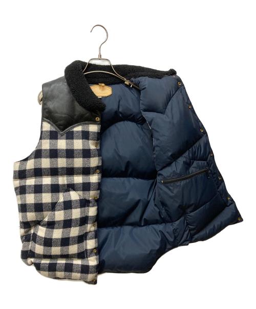RockyMountainFeatherBed（ロッキーマウンテンフェザーベッド）RockyMountainFeatherBed (ロッキーマウンテンフェザーベッド) WACKO MARIA (ワコマリア) チェック柄ダウンベスト ネイビー×ブラック サイズ:38の古着・服飾アイテム