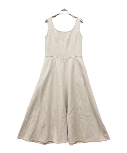 ebure（エブール）EBURE (エブール) コットンダブルブークレ ノースリーブ ワンピース ベージュ サイズ:36の古着・服飾アイテム