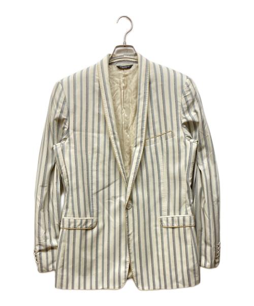 DOLCE & GABBANA（ドルチェ＆ガッバーナ）DOLCE & GABBANA (ドルチェ＆ガッバーナ) コットンシルクテーラードジャケット ホワイト サイズ:50の古着・服飾アイテム