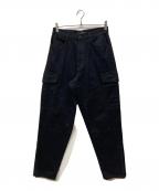 LAD MUSICIANラッドミュージシャン）の古着「12oz Denim Shoe Flare Cargo Pants」｜ブラック