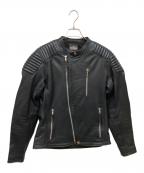 KADOYAカドヤ）の古着「K'S LEATHER バイカージャケット」｜ネイビー