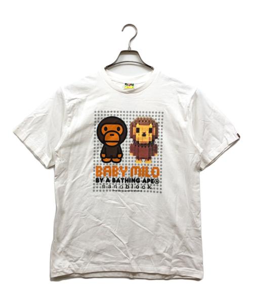 BAPE BY A BATHING APE（ベイプバイアベイシングエイプ）BAPE BY A BATHING APE (ベイプバイアベイシングエイプ) NANOBLOCK (ナノブロック) BABY MILO TEE ホワイト サイズ:Lの古着・服飾アイテム