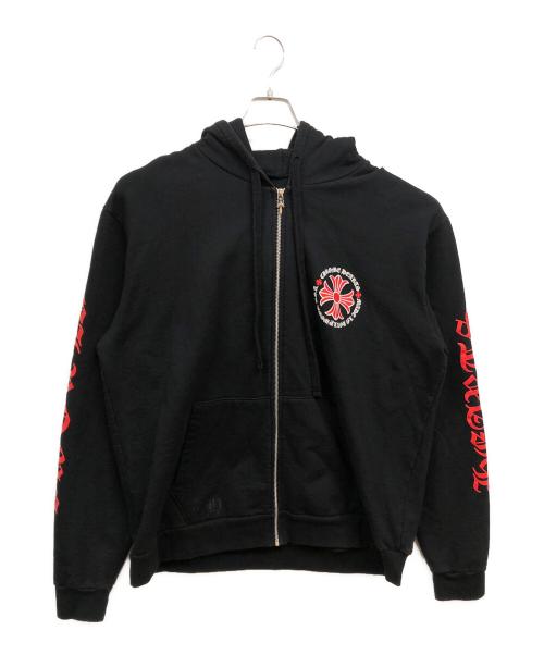 CHROME HEARTS（クロムハーツ）CHROME HEARTS (クロムハーツ) MADE IN HOLLYWOOD PLUS CROSS ZIP UP HOODIEメイドインホーリーウッドプラスクロスジップアップフーディ ブラック×レッド サイズ:Ｌの古着・服飾アイテム