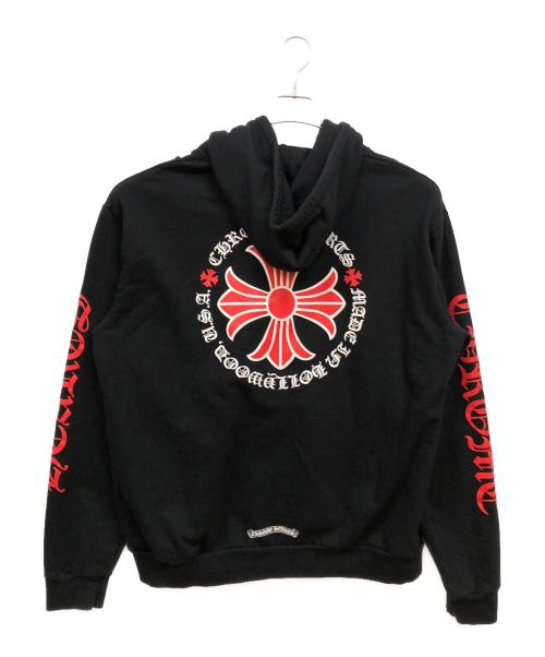 CHROME HEARTS（クロムハーツ）CHROME HEARTS (クロムハーツ) MADE IN HOLLYWOOD PLUS CROSS ZIP UP HOODIEメイドインホーリーウッドプラスクロスジップアップフーディ ブラック×レッド サイズ:Ｌの古着・服飾アイテム