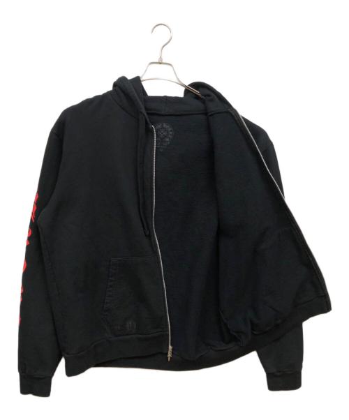 CHROME HEARTS（クロムハーツ）CHROME HEARTS (クロムハーツ) MADE IN HOLLYWOOD PLUS CROSS ZIP UP HOODIEメイドインホーリーウッドプラスクロスジップアップフーディ ブラック×レッド サイズ:Ｌの古着・服飾アイテム