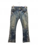 Hysteric Glamourヒステリックグラマー）の古着「パイソン柄スタッズデニムパンツ」｜インディゴ