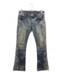 Hysteric Glamour（ヒステリックグラマー）の古着「パイソン柄スタッズデニムパンツ」｜インディゴ