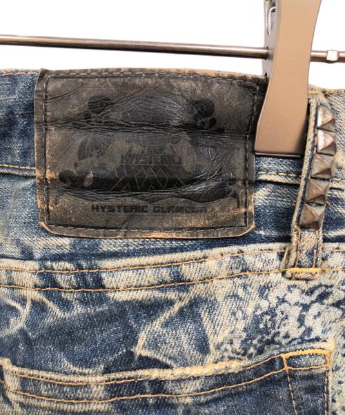 Hysteric Glamour（ヒステリックグラマー）Hysteric Glamour (ヒステリックグラマー) パイソン柄スタッズデニムパンツ インディゴ サイズ:32の古着・服飾アイテム