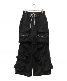 DANKE SCHON（ダンケ シェーン）の古着「STRETCH TWILL ZIP W-POCKET WIDE PANTS」｜ブラック