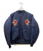 HOUSTONヒューストン）の古着「CUSTOM MA-1 EMB JACKET」｜ネイビー