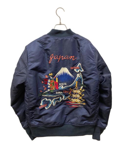 HOUSTON（ヒューストン）HOUSTON (ヒューストン) CUSTOM MA-1 EMB JACKET ネイビー サイズ:Mの古着・服飾アイテム